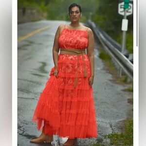ANTHROPOLOGY NWT, TIERED TULE MAXI DRESS